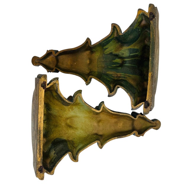 Vintage 1980s Gilded Wall Brackets Pair | Ornate Italian Style Acanthus Leaf Resin Corbels | Regency Hollywood Glam Wall Shelves Decor For Sale - Image 17 of 18