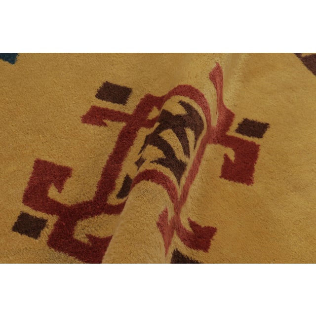 Beige Vintage Turkish Rug, Gold With Bold Tribal Geometry - Rug & Kilim For Sale - Image 8 of 9