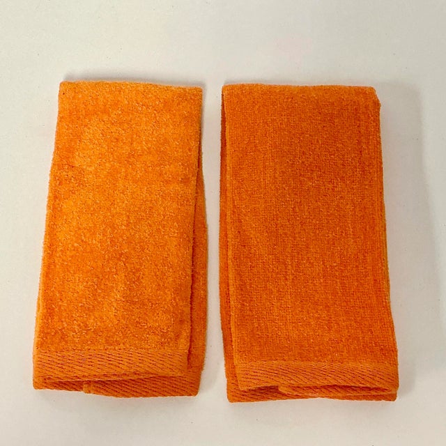Orange 1980s Vintage Americana Boho Chic Halloween Haunted House Guest Tip Towels - A Pair. For Sale - Image 8 of 9