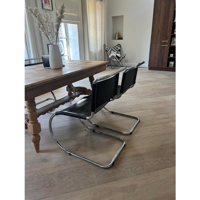 Black Black Leather Chairs by Ludwig Mies van der Rohe, 1960s, Set of 2 For Sale - Image 8 of 16