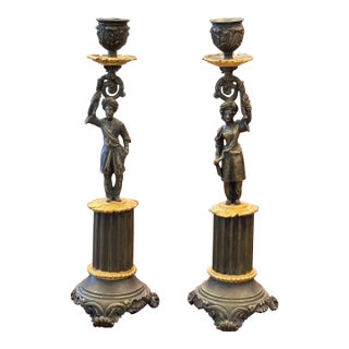 Pair of Early 19th Century French Empire Candlesticks For Sale