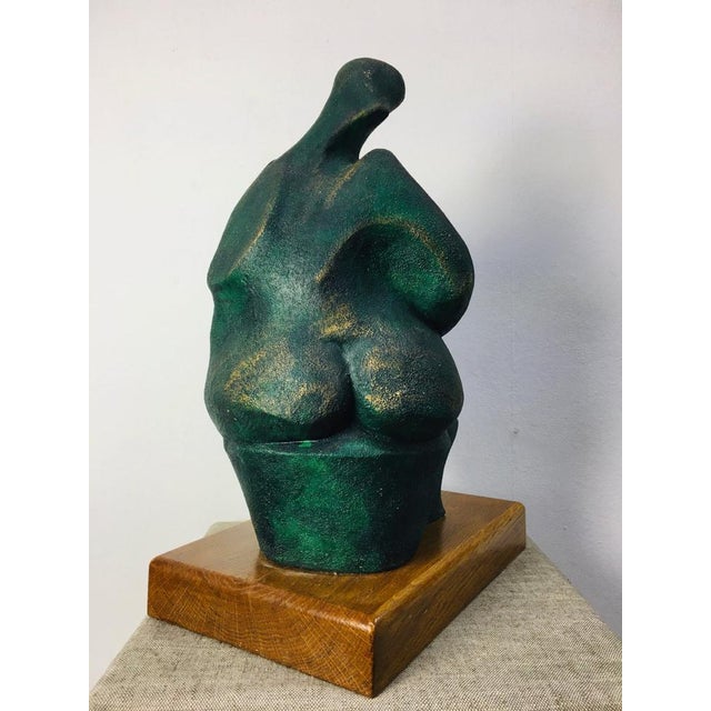 Ceramic Stylized Mother and Child Bronzed Ceramic Sculpture, 1970s For Sale - Image 7 of 8