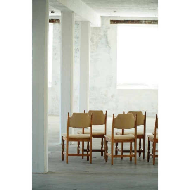 Mid-Century Modern Oak & Hessian Dining Chairs from Henning Kjærnulf, 1960s, Set of 8 For Sale - Image 6 of 18