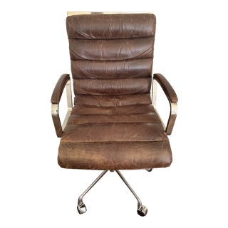 Modern Restoration Hardware Oviedo Leather Desk Chair For Sale
