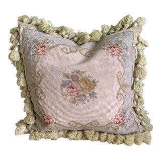 Vintage Aubusson-Style Needlepoint Pillow, French Style For Sale