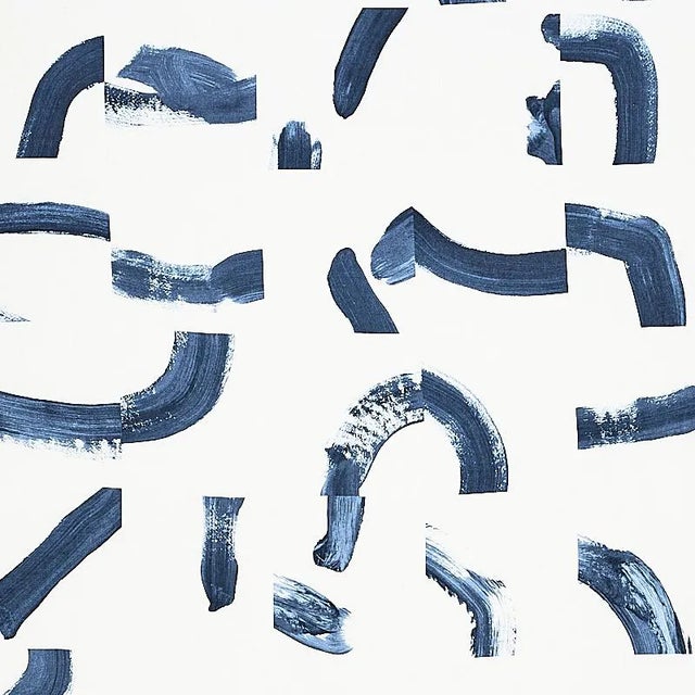 Sample - Schumacher X Caroline Z Hurley Sepiessa Fabric in Navy For Sale