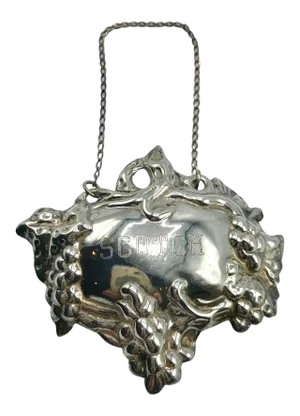 Silver Plate Grape Motif Scotch Liquor Tag