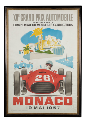 Vintage 20th Century Framed 1957 Monaco Grand Prix Poster by Jean Ramel, 1985