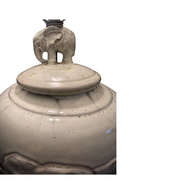 Light Gray Vintage Mid Century Modern Large Elephant Table Lamp Studio Ceramic For Sale - Image 8 of 8