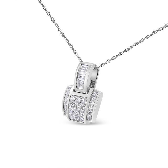 Step into the realm of regal elegance with our Princess Cut Composite Diamond Pendant Necklace. Crafted from radiant 14K...