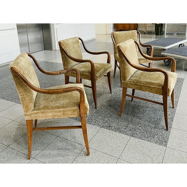 Paolo Buffa Mid-20th Century Paolo Buffa Walnut Armchairs - A Set of 4 For Sale - Image 4 of 12