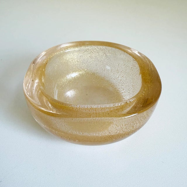 1970s handblown Murano art glass gold fleck bowl, ashtray, or catchall dish in the style of Italian jewelry designer Elsa...