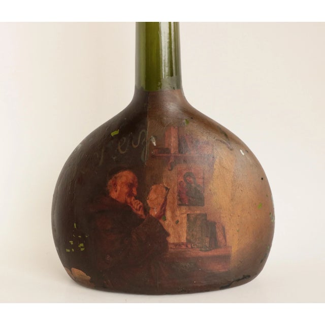 Antique Painted Liquor Bottle With Monk Chairish