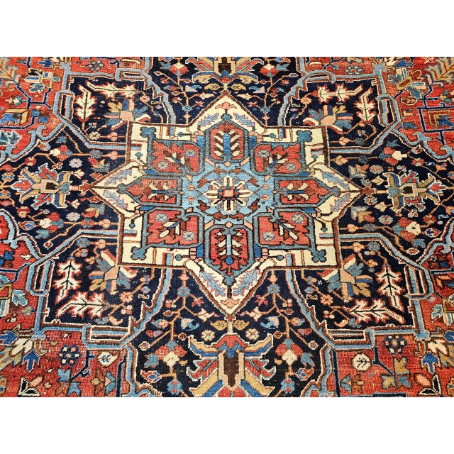 Red Antique Persian Heriz Karajah Rug, Hand-Knotted Geometric Pattern, Brick-Red, 11’ X 18’ For Sale - Image 8 of 10