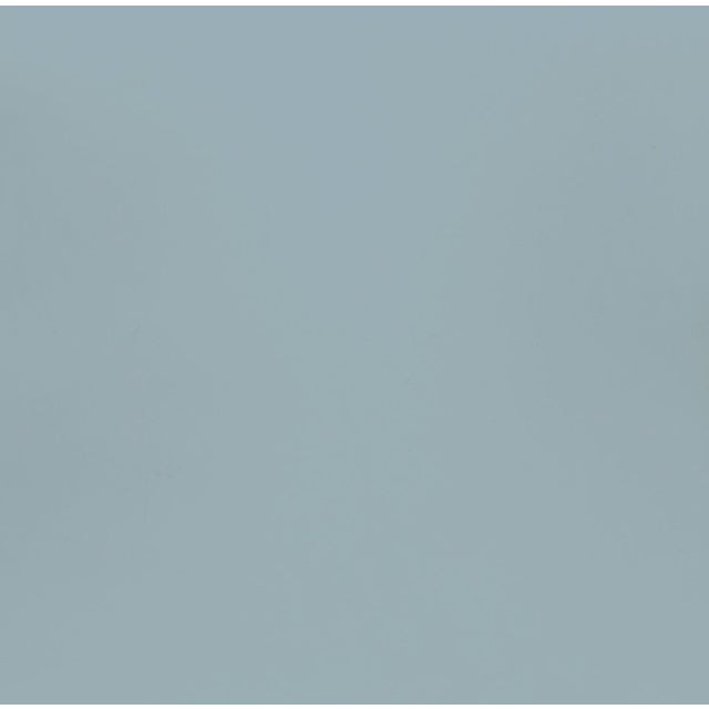 Worlds Away Matthew Izzo Home Ferguson Light Blue Rattand With White Performance Linen Seat Cushion For Sale - Image 4 of 10