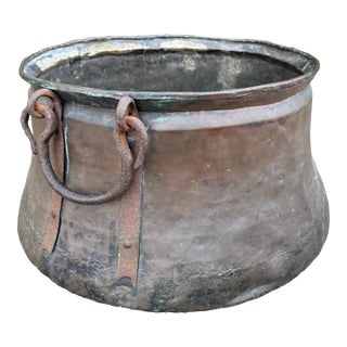 Large Early 19th Century Copper Cauldron For Sale