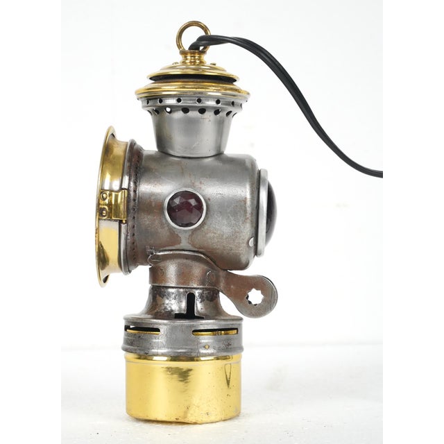 Metal Antique Converted Old Sol Hawthorne Carbide Bicycle Lamp For Sale - Image 7 of 10