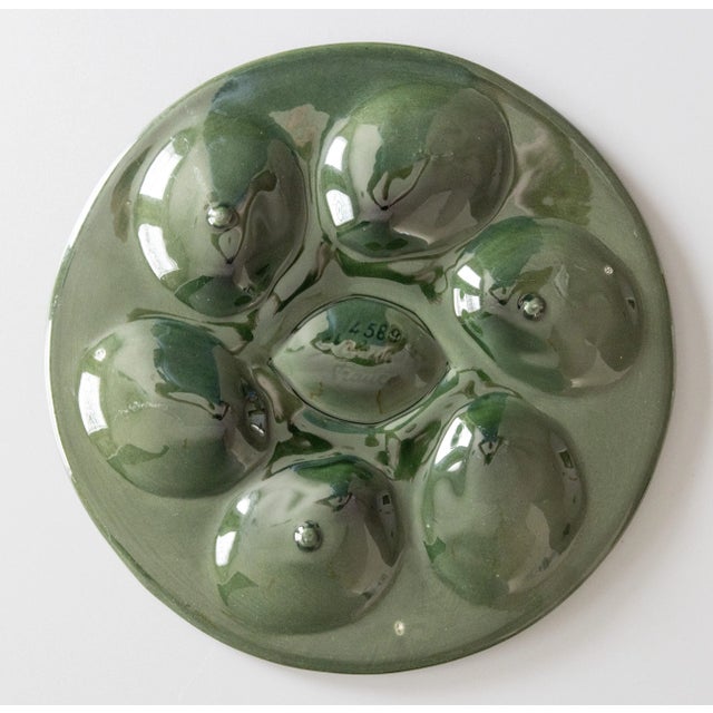 Antique French Saint Clément Majolica Blue Green & Yellow Lemon Wedge Oyster Plate For Sale In Houston - Image 6 of 7
