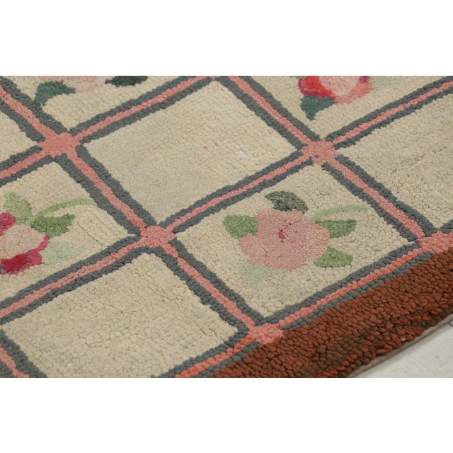 1920s Antique Hooked Rug in Beige With Floral Medallion & Patterns From Rug & Kilim For Sale - Image 5 of 8