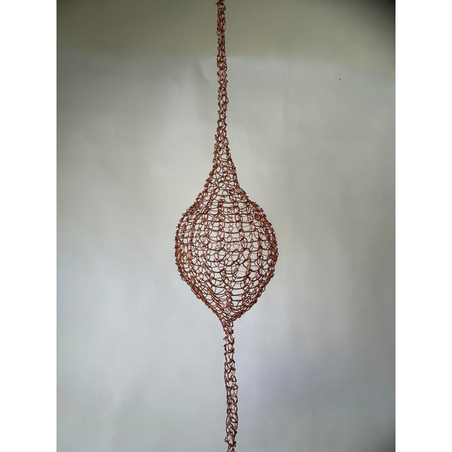 Mid-Century Modern Handmade Copper Wire Sculpture Inspired by the Handwoven Technique of Ruth Asawa #20 For Sale - Image 3 of 4