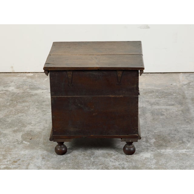 Late 18th Century Oak Box with Faux Drawers, Handles and Carved Scrolls For Sale - Image 10 of 12