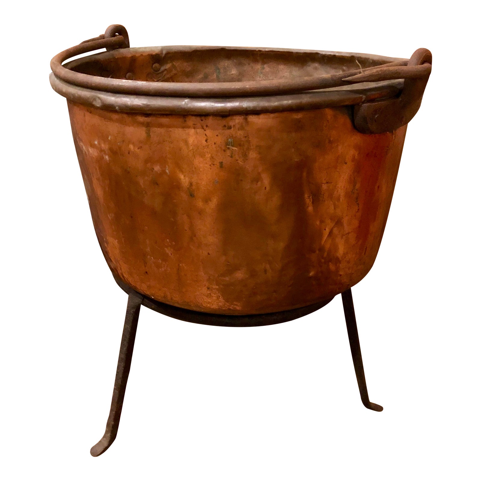 Antique Copper Apple Butter Iron Handle Kettle Chairish