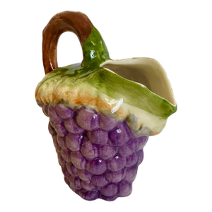 Vintage Portugese Grape Motif Majolica Pitcher