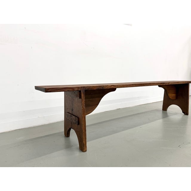 Large Farm Bench in Varnished Pine, 1950s For Sale - Image 3 of 14