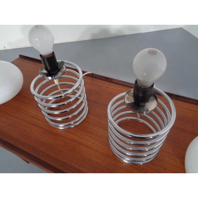 Opaline Glass and Chrome Spiral Table Lamp by Ingo Maurer for Honsel, Germany, 1970s For Sale - Image 10 of 13