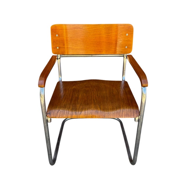 Brown Bauhaus Tubular Armchair B34 attributed to Marcel Breuer, Europe, 1930s For Sale - Image 8 of 12