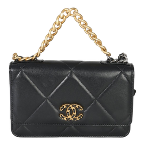 Black Quilted Lambskin Chanel 19 Wallet On Chain