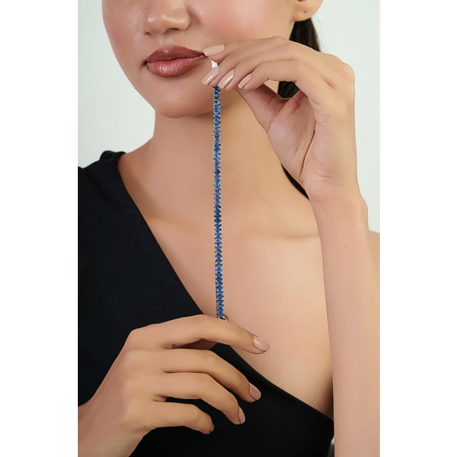 VRJewels Luxury 15.54 Carat Natural Royal Blue Sapphire Bracelet in 14k Gold For Sale - Image 13 of 17