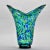Tall Vintage Blue Green Gold Splatter Art Glass Vase For Sale - Image 4 of 13