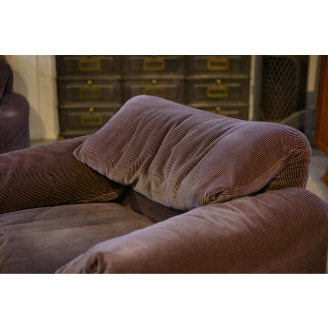 Brown First Edition Maralunga 3-Seater Sofa and Lounge Chairs by Vico Magistretti for Cassina, 1973, Set of 3 For Sale - Image 8 of 17