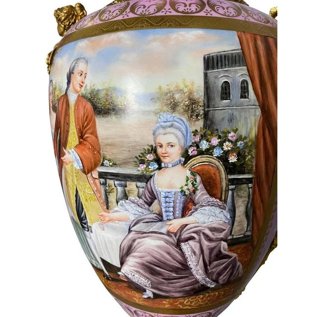 French Sèvres Porcelain Vases in Pink, 20th Century, Set of 2 For Sale - Image 6 of 16