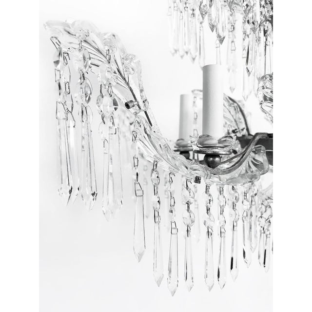 Metal Mid 20th Century Fine Quality Six-Arm Crystal Chandelier, Schoenbeck Lighting Attributed For Sale - Image 7 of 9