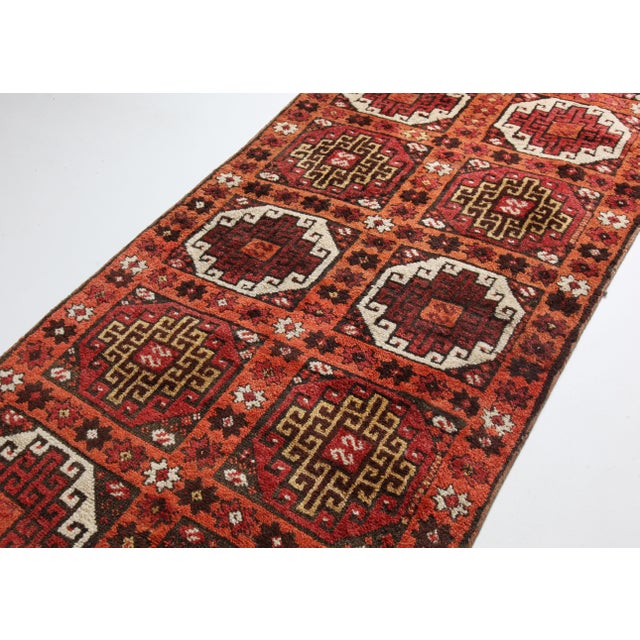 Tribal Antique Konya Rug Hallway Runner – Tribal Geometric Masterpiece Runner Rug -3' 6'' X 13' For Sale - Image 3 of 14