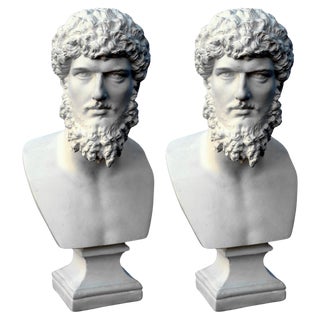 Small Lucius Vero Busts in Plaster, Set of 2 For Sale