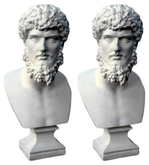 Small Lucius Vero Busts in Plaster, Set of 2