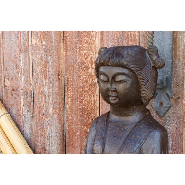 19th Century 19th Century Hand Carved Black Stone Imperial Statue For Sale - Image 5 of 13