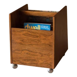 Vintage Rosewood Rolling Record Magazine Rack by Rolf Hesland for Bruksbo
