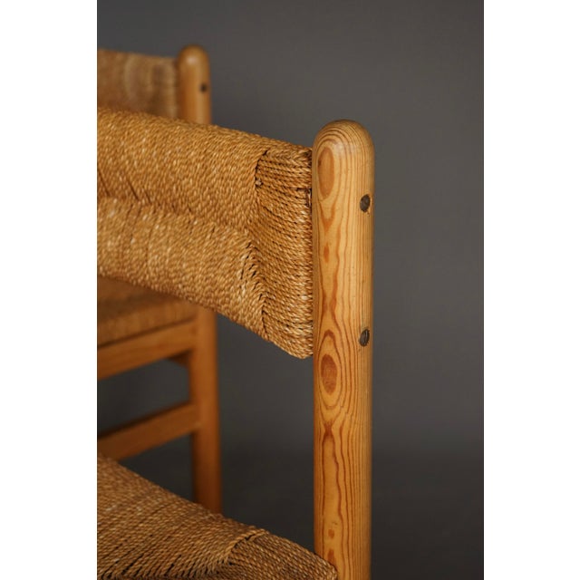 Pine and Seagrass Dining Chairs in the style of Charlotte Perriand, 1960s, Set of 4 For Sale - Image 10 of 11