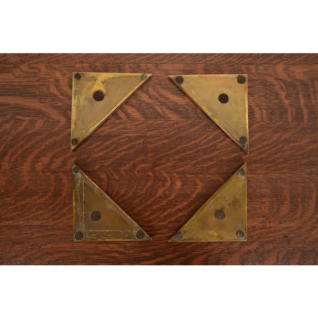 Tiffany Studios New York Pine Needle Bronze Blotter Corners With Leather Desk Blotter For Sale - Image 9 of 12