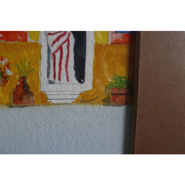Mid-Century Style Signed Framed Expressionist Watercolor - Burano Canal Houses For Sale - Image 16 of 16