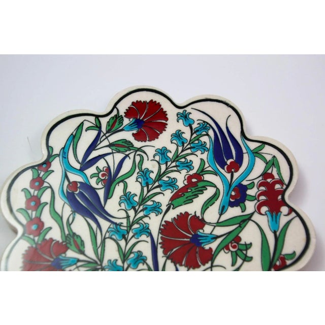 Turkish Iznik Style Ceramic Tiles Set of 3 For Sale - Image 9 of 12