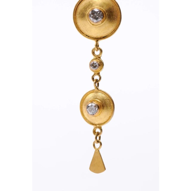 Etruscan Inspired Gold & Diamond Drop Pendant For Sale - Image 9 of 11