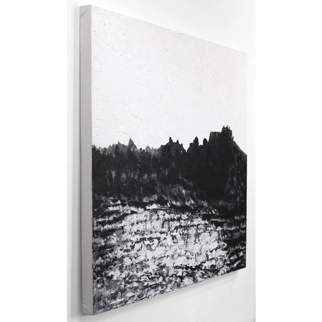 Textile Nature's Way - Large Black and White Monochromatic Abstract Landscape Painting Original Artwork by Clara Berta For Sale - Image 7 of 9