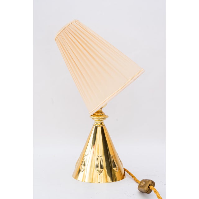 Gold Art Deco Table Lamp with Fabric Shade, Vienna, Austria, 1920s For Sale - Image 8 of 15