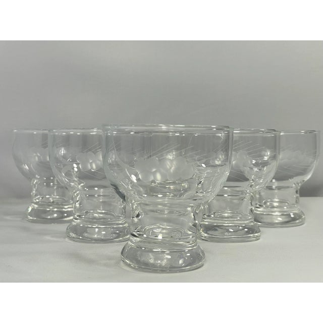Transparent Vintage 1950s Javit Etched Wheat Juice Glasses- Set of 6 For Sale - Image 8 of 8