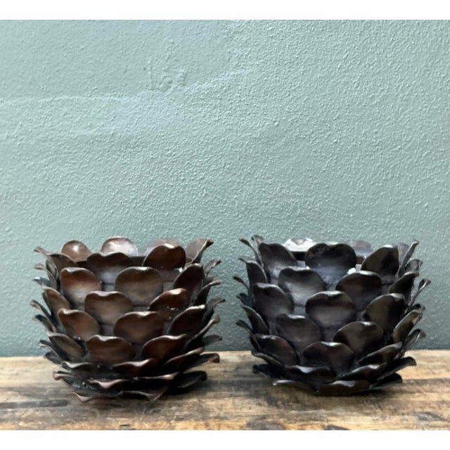 Vintage Alexander Lamont Patinated Bronze Bread Apples - A Pair For Sale - Image 4 of 12